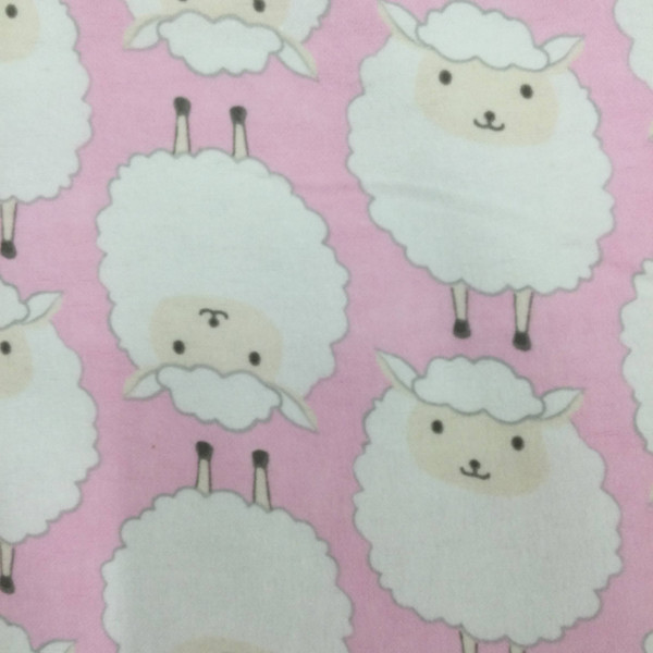 Sheep in Pink and White | Juvenile Flannel Fabric | 44 Wide | 100% Cotton | By The Yard 192