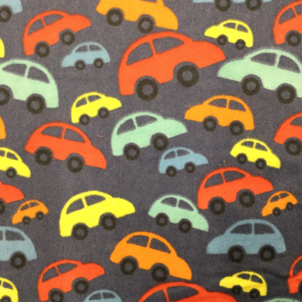 Cars in Blue / Red / Orange | Juvenile Flannel Fabric | 44 Wide | 100% Cotton | By The Yard 203
