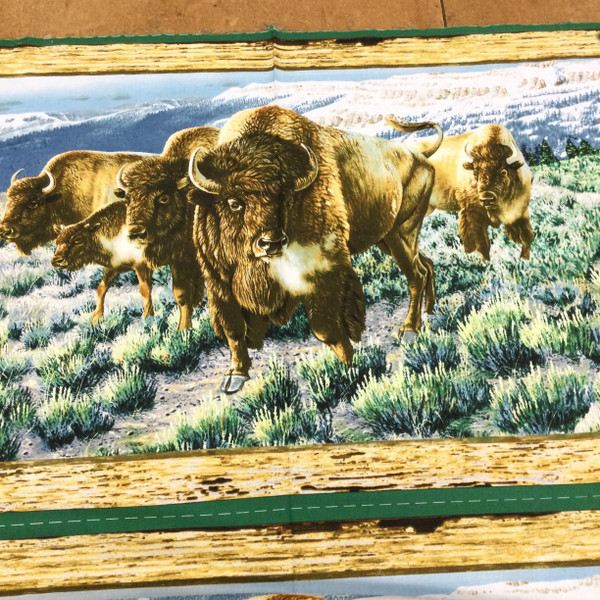 Mountain Buffalo Wall Hanging Panel | Cynthie Fisher | 24 Inch Panel | Quilting Fabric | 100% Cotton | 44 wide | By the Yard 5295