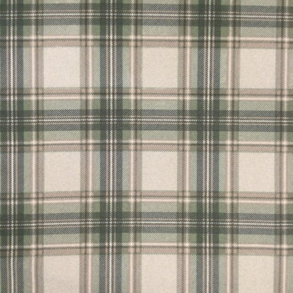 Tartan Plaid Velvet Fabric | Green / Taupe / Grey | Heavyweight Upholstery | Microfiber Velvet | 54 wide | By The Yard