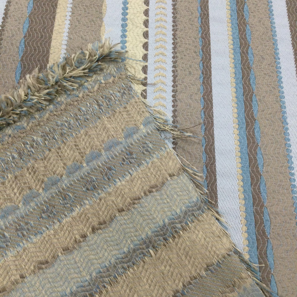 Divine Stripe in Mist | Upholstery & Heavy Curtain Fabric | Decorative Stripes in Blue / Taupe / Beige | 54 wide | By The Yard