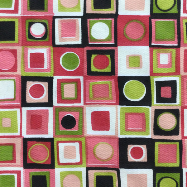 Candyland Geometric Black / Pink / Green | Home Decor Fabric | Cotton | 54" Wide | By the Yard