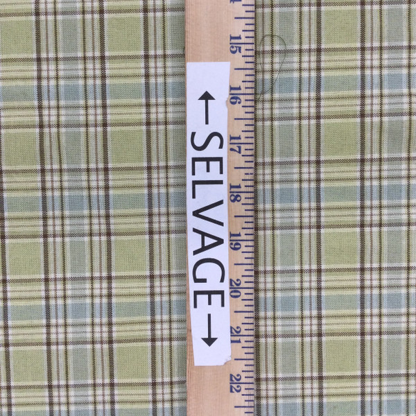 Plaid in Light Green / Brown / Blue | Outdoor Fabric | Water Repellant | 54" Wide | By the Yard