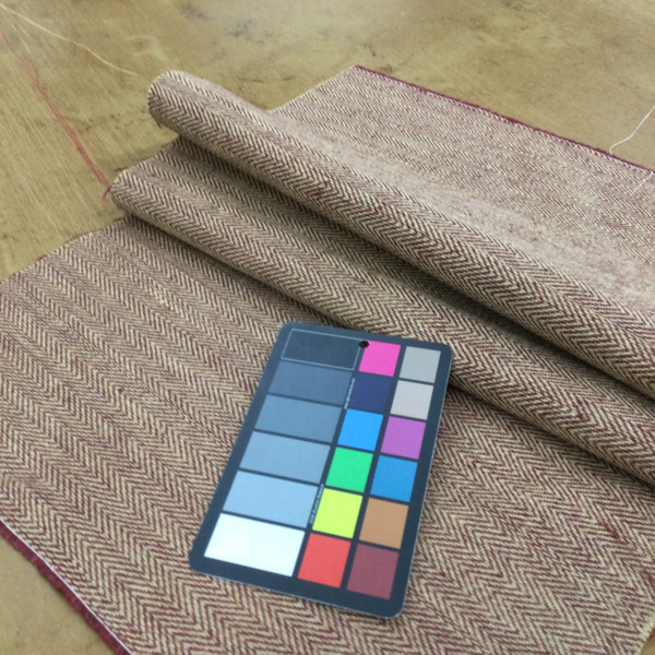 Herringbone Twill Jute Fabric in Burgundy and Natural | 100% Jute  | 48" Wide | By the Yard
