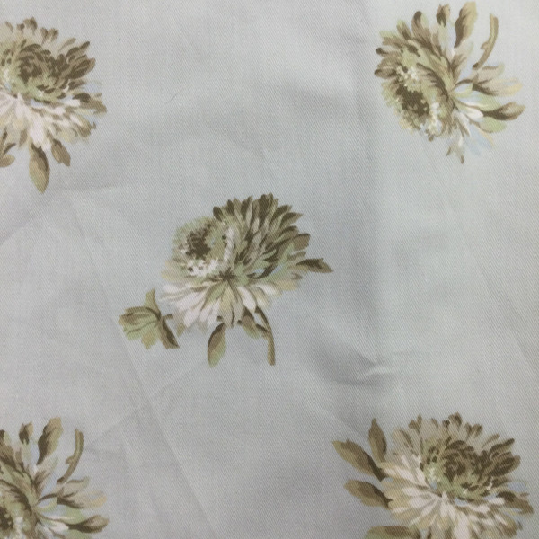 Sepia Floral on Pale Blue Lightweight Twill | Home Decor Fabric  | Cotton | 54" Wide | By the Yard