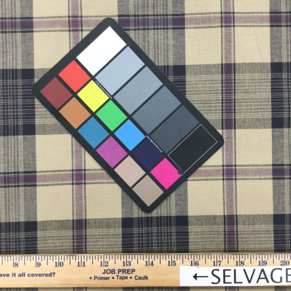 Vintage Plaid in Navy Blue, Purple, and Beige | Drapery / Upholstery / Slipcover Fabric | 54" Wide | By the Yard