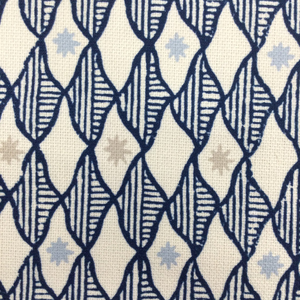 Arushi in Indigo | Diamond Design | Blue / White | Home Decor Fabric | Polyester Blend | 54" Wide | By the Yard