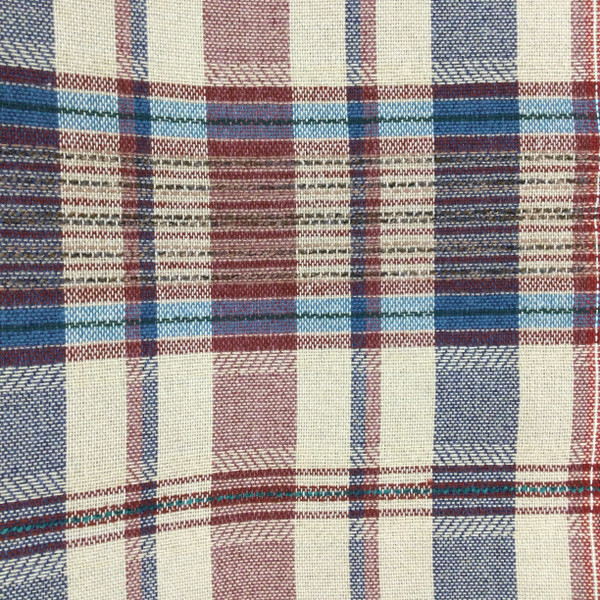 Vintage Plaid in Red, Blue, Beige, and Green | Upholstery / Slipcover Fabric  | 54" Wide | By the Yard