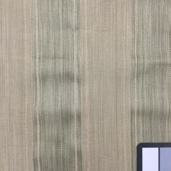 Striped Jaquard Fabric | Green / Beige | Medium Weight | Drapery / Upholstery | 54" Wide | By the Yard