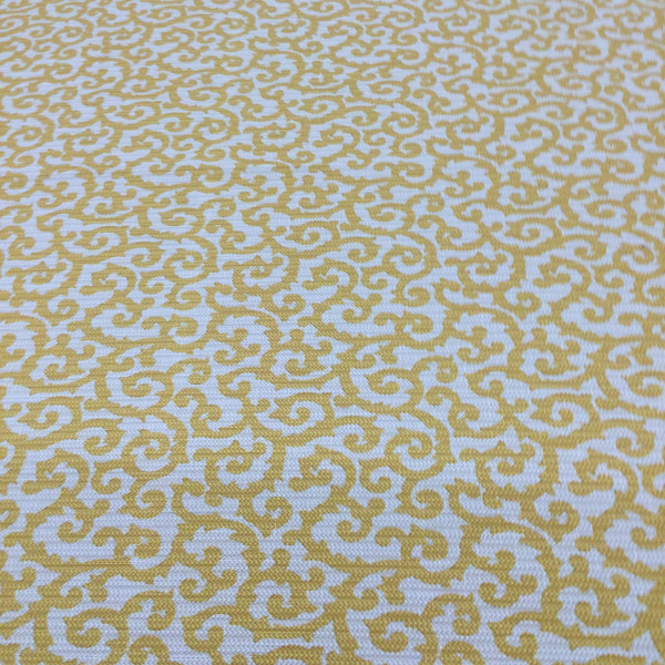 Scrollwork Design in Yellow and Taupe | Home Decor / Drapery Fabric | Polyester | 54 Wide | By the Yard