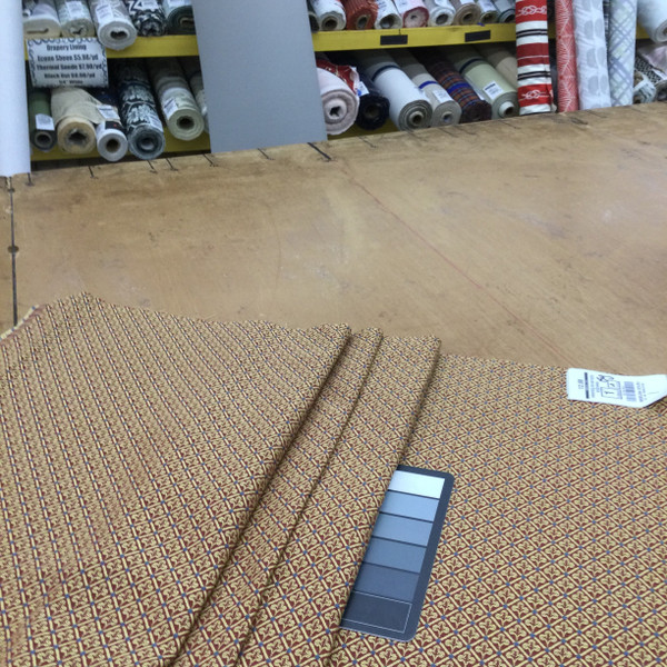 Decorative Diamond Design in Red and Gold  | Upholstery Fabric | Heavy Drapery | Polyester | 54 Wide | By the Yard