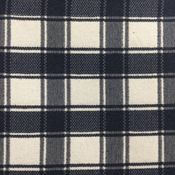 Navy Blue and White Plaid Fabric | Upholstery |  Heavy Weight | 54" Wide | By the Yard | "Denmark" Indigo