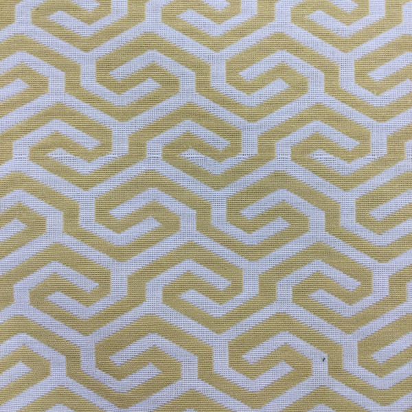 Ming Fret Jacquard Fabric | Yellow / Off White | Heavyweight Upholstery | 54" Wide | By the Yard | Edisto in Honey