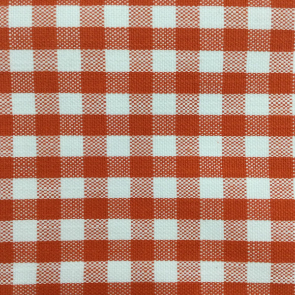 Checked Plaid Fabric in Orange and White | Upholstery / Slipcovers | Medium Weight | 54" Wide | By the Yard | "Marco" Melon