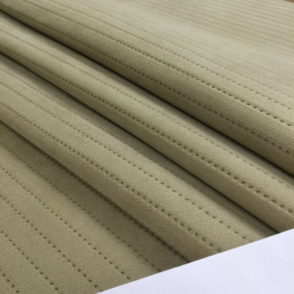 Stitched Stripes in Dark Beige | Pre Quilted Microfiber Fabric | Ultra Heavy Weight Upholstery | 54" Wide | By the Yard | "High Street" Latte