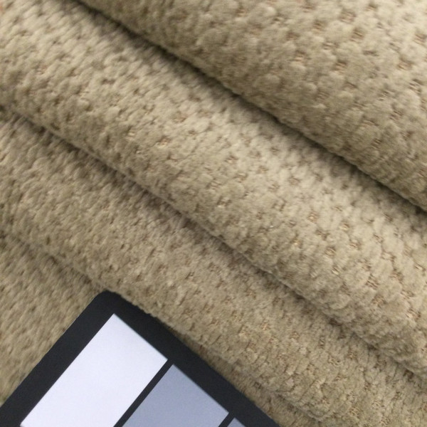 Tan Chenille Fabric | Heavyweight Upholstery | 54" Wide | By the Yard | Emmerson in Stone