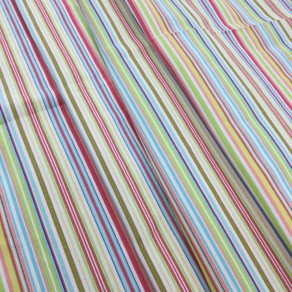 Striped Canvas Fabric in Pink / Lime / Blue / Yellow / White | Slipcovers / Upholstery | 100 % Cotton | 54" Wide | By the Yard | Sierra in Persephone