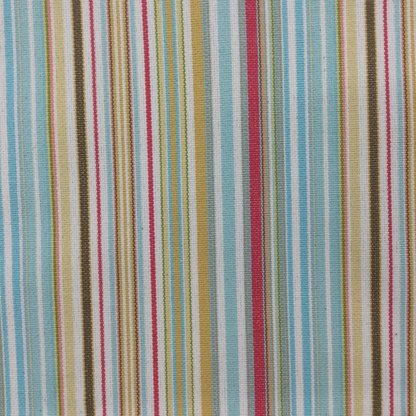 Striped Canvas Fabric in Light Blue / Mustard / Pink / White  | Slipcovers / Upholstery | 100 % Cotton | 54" Wide | By the Yard | Sierra in Caribbean Blue