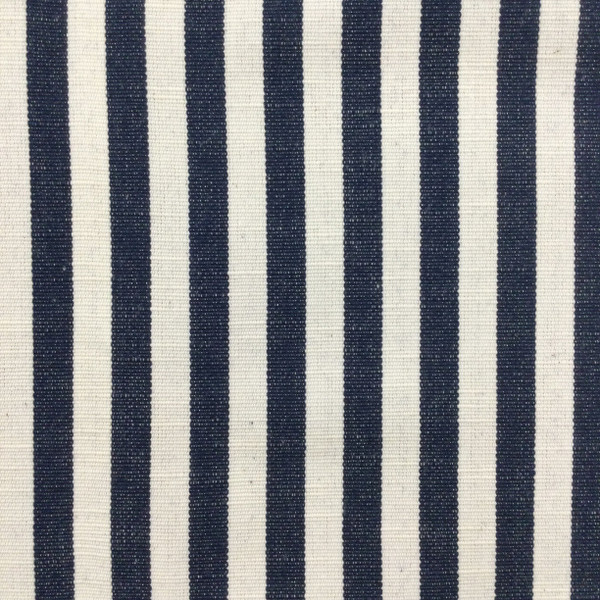 Striped Canvas Fabric in Navy Blue and White | Slipcovers / Upholstery | 100 % Cotton | 54" Wide | By the Yard | Manu in Navy