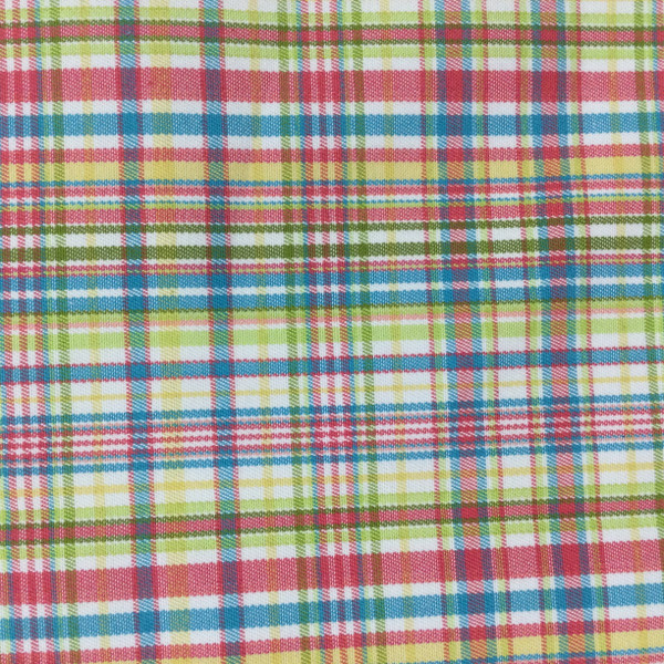 Plaid Canvas Fabric in Blue / Pink / Green / Yellow | Slipcovers / Upholstery | 100 % Cotton | 54" Wide | By the Yard | Sirena in Coral Sea