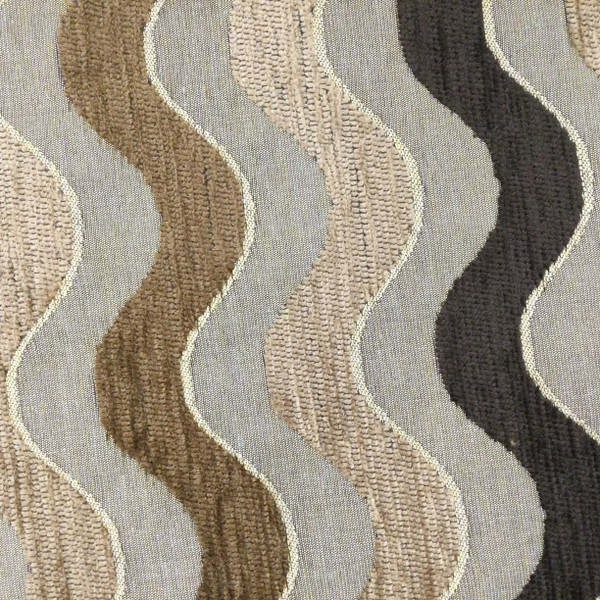 Chenille Waves in Brown / Tan | Heavyweight Upholstery Fabric | 54" Wide | By the Yard | Curve in Chocolate