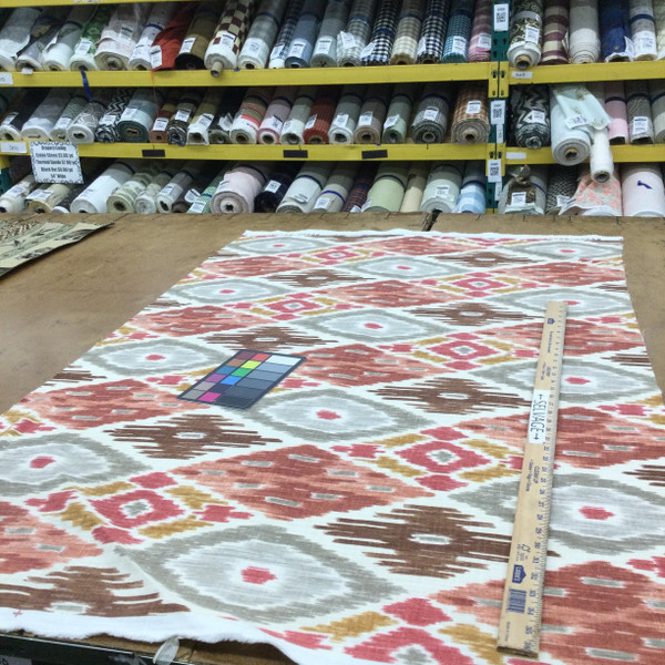 Ikat Diamonds Home Decor Fabric |  Clay / Grey / Brown | Upholstery / Drapery | 54" Wide | By the Yard | Kaufmann "Harlequin" Kilim