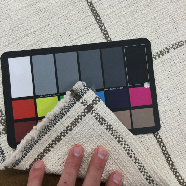 Rustic Basket Weave Fabric | Windowpane Plaid in Brown and Off White | Heavyweight Upholsery | 54" Wide | By the Yard