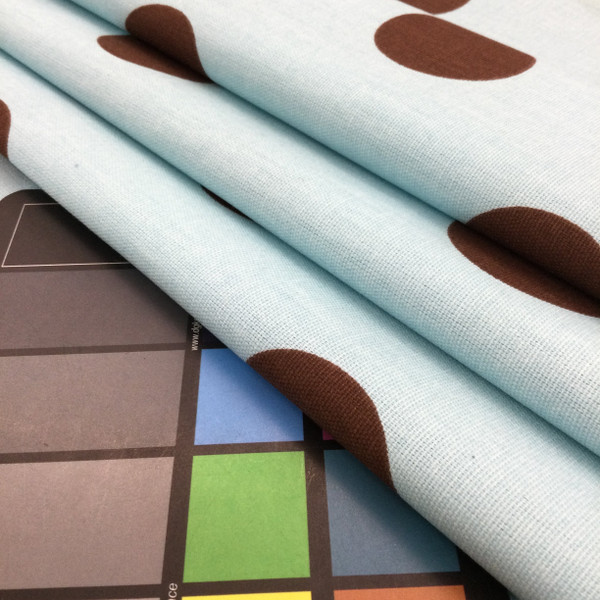 Large Polka Dots | Home Decor Fabric | Brown / Blue |  Drapery | 54" Wide | By the Yard