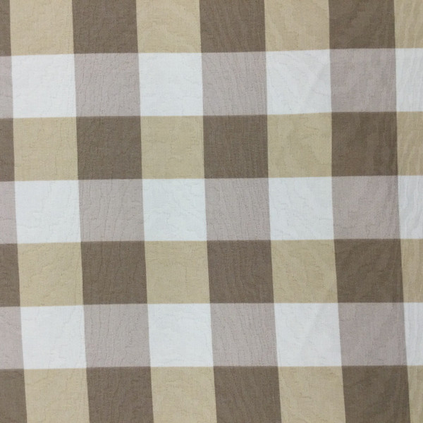 Check with Moire Weave | Home Decor Fabric | Brown / Tan | Drapery | 54" Wide | By the Yard