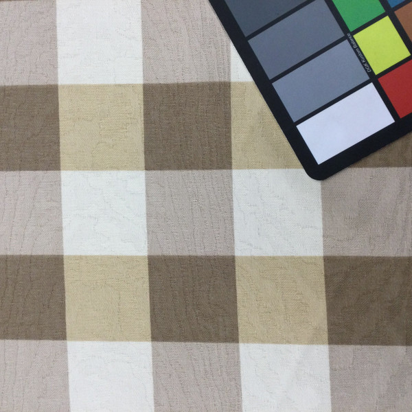 Check with Moire Weave | Home Decor Fabric | Brown / Tan | Drapery | 54" Wide | By the Yard