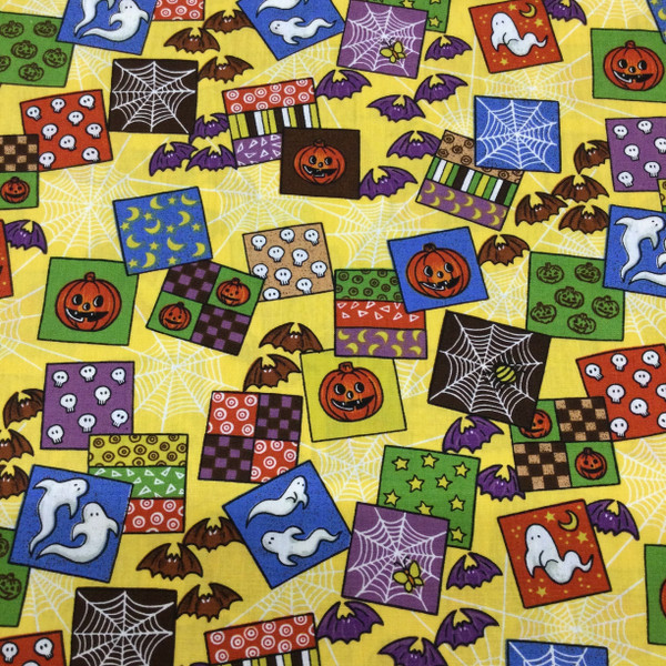 Boo-ti-ful Halloween | Yellow | Pumpkin | Ghost | Holiday | Quilting Fabric | 100% Cotton | 44 Wide | By The Yard