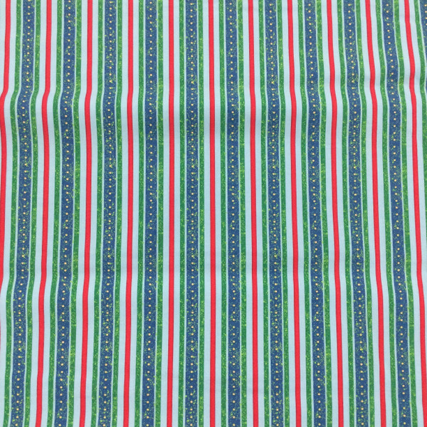 Stripes in Blue / Green / Red | Quilting Fabric | 44" Wide | 100% Cotton | By the Yard