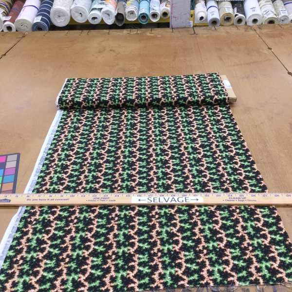 Abstract in Black / Green / Peach | Quilting Fabric | 44" Wide | 100% Cotton | By the yard