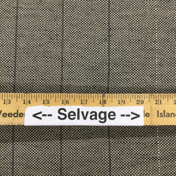 Striped Basketweave Fabric in Taupe and Black | Upholstery | Heavyweight | 54" Wide | By the Yard