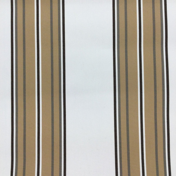 White / Tan / Taupe Striped Fabric | Outdoor Awning / Upholstery Fabric | Sunbrella-like | 46" Wide | By the Yard