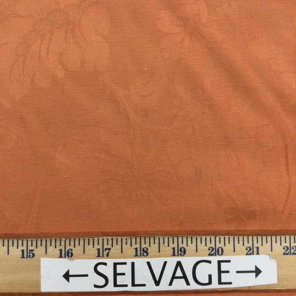 Floral Brocade Fabric in Orange | Upholstery / Slipcovers / Drapery | Medium Weight | 54" Wide | By the Yard