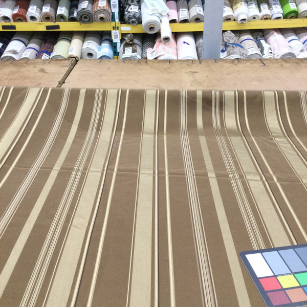 7.875 Yard Piece of Vertical Striped Fabric in Shades of Brown | Upholstery / Drapery | 54" Wide | By the Yard