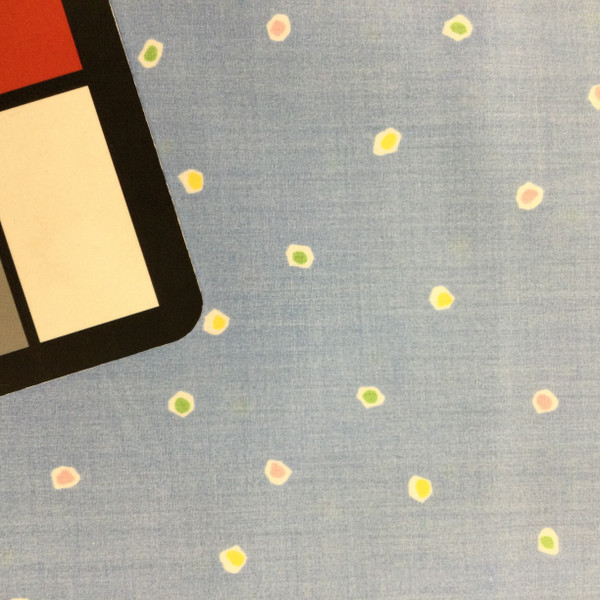 Pastel Dots on Sky Blue Home Decor Fabric | Polished Apple Basics | Poly Cotton Blend | 44 inch Wide | By The Yard