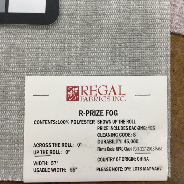 Slub Weave Fabric in Light Grey and White | Home Decor / Upholstery | 100% Polyester | 54" W | By the Yard | Regal Fabrics "Prize in Fog"