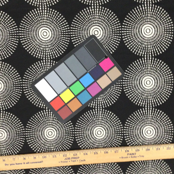 Sunburst Geometric Fabric in Black and Off White | Home Decor / Upholstery / Drapery | 65% Cotton / 35% Polyester | 54" W | Regal Fabrics "Sunburst in Black"