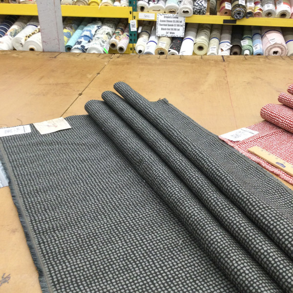 Dappled Check Jaquard Fabric in Black and Grey | Medium to Heavy Upholstery | 54" Wide | By the Yard | Theory in Ace