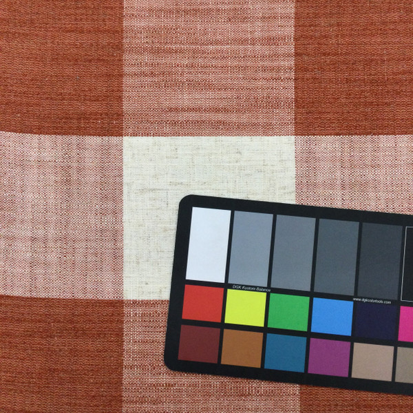 Large Buffalo Check Fabric in Spice Orange and Natural Off White | Upholstery / Drapery | Medium Weight | 54" Wide | By the Yard | Hartwood in Papaya