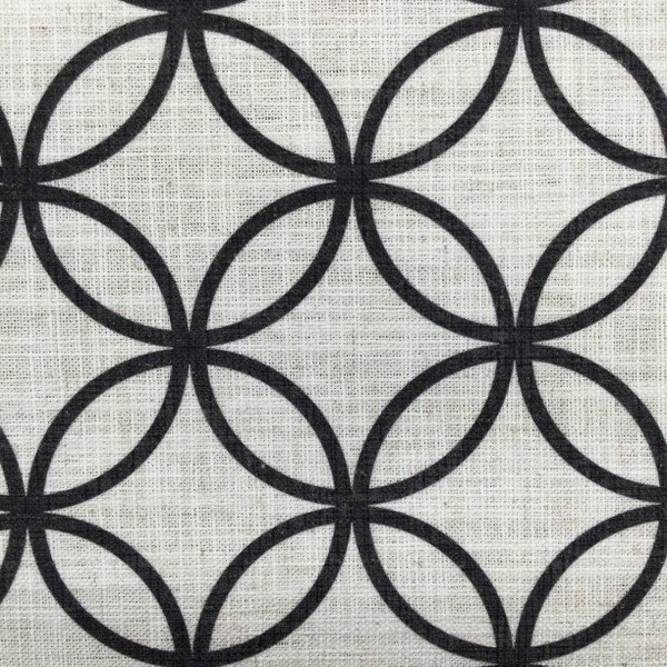 Geometric Circles Black and White Print Fabric | Upholstery / Drapery | Medium Weight | 54" Wide | By the Yard | Bristol in Black