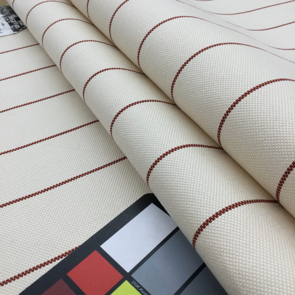 Thin Striped Fabric in Off-White and Red | Upholstery / Slipcovers / Drapery | 54" Wide | By the Yard | Capone in Red