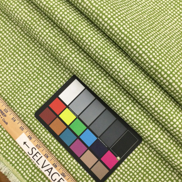 Dappled Check Jaquard Fabric in Green and White | Medium to Heavy Upholstery | 54" Wide | By the Yard | Theory in Prairie
