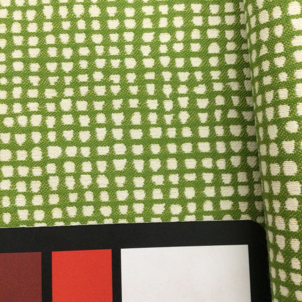Dappled Check Jaquard Fabric in Green and White | Medium to Heavy Upholstery | 54" Wide | By the Yard | Theory in Prairie