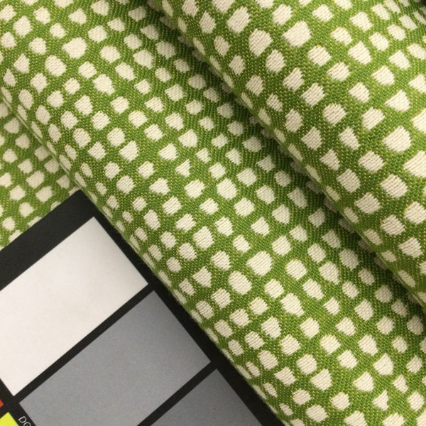 Dappled Check Jaquard Fabric in Green and White | Medium to Heavy Upholstery | 54" Wide | By the Yard | Theory in Prairie