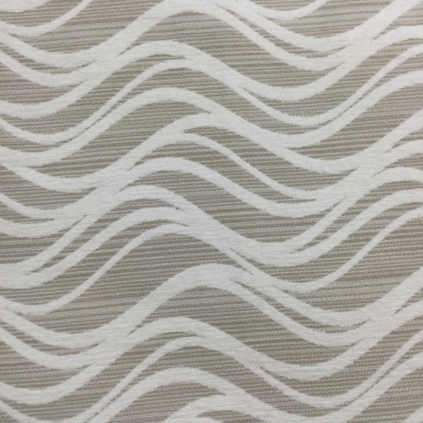 Wavy Jaquard Fabric in Beige and White | Medium to Heavy Upholstery | 54" Wide | By the Yard | Sway in Egret