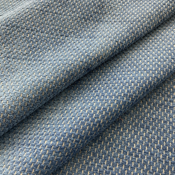 Checkered Blue Chenille Fabric | Slipcovers / Upholstery / Curtains | Stain Resistant | 54" Wide | By the Yard