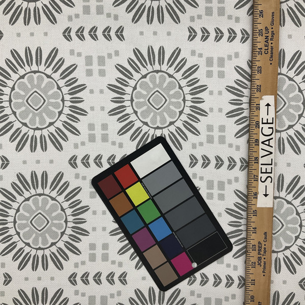 Modern Floral Home Decor Fabric | Grey and White | Curtains / Light Upholstery | Cotton / Rayon | 54" Wide | By the Yard